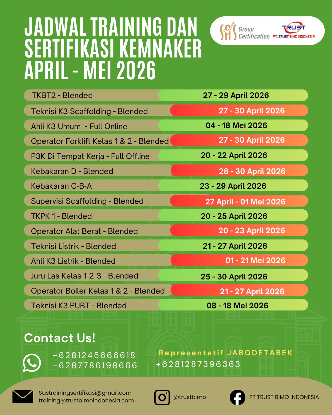 Jadwal April - Mei 2026